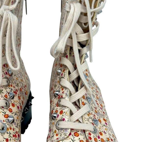 Schutz Andrea Lace Up Studded Floral Combat Boots - Picture 7 of 15